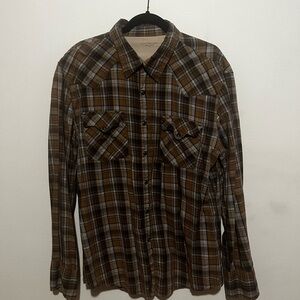 Calvin Klein Jeans Brown Plaid Button Down Shirt
